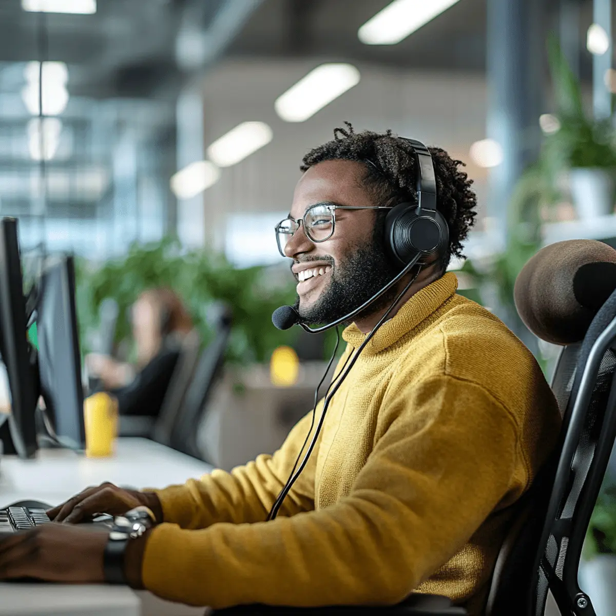 Team member on a call