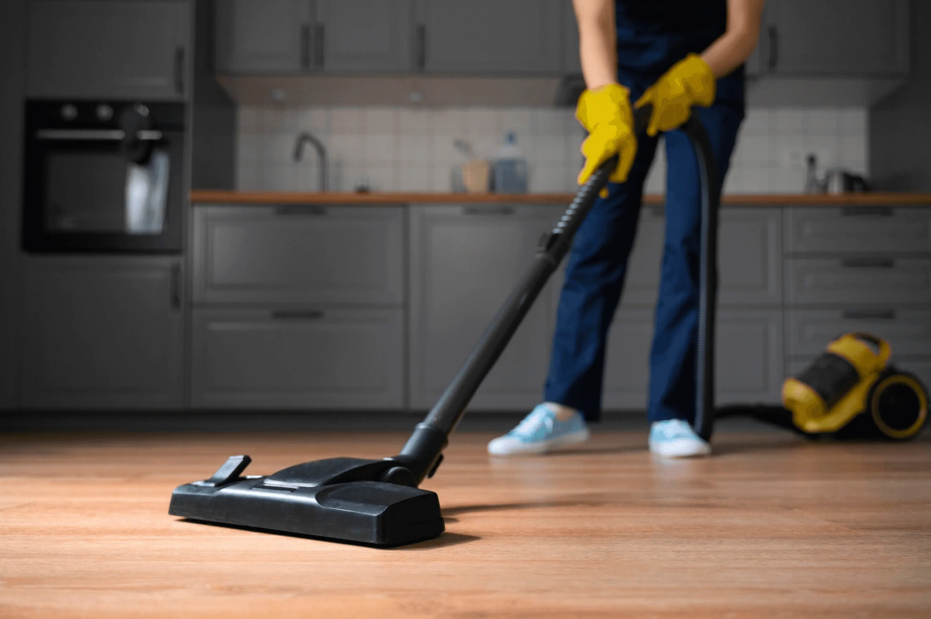 Professional technician working in a home