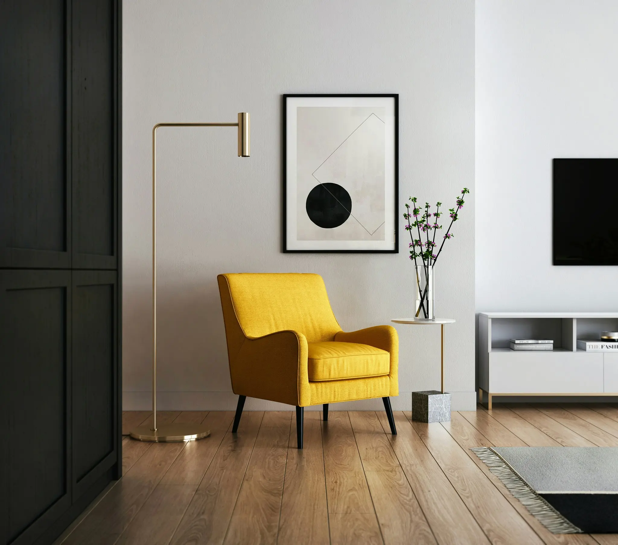 Clean modern living room after a home service