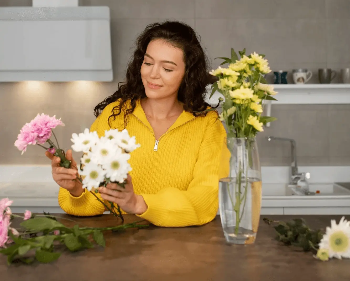 Person relaxing in a clean home